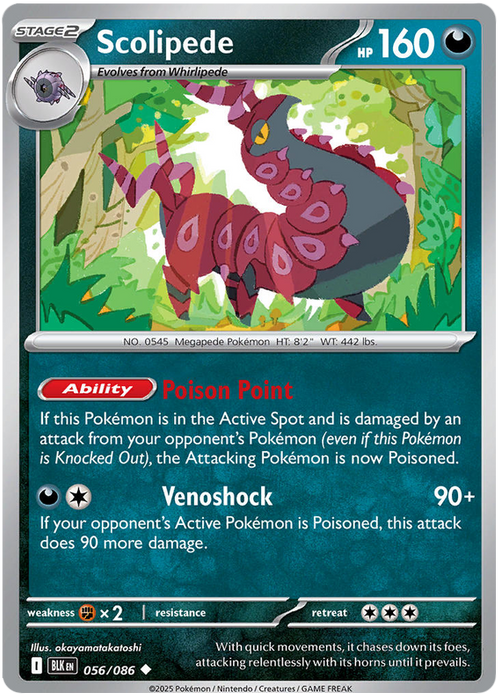 Scolipede 056/086 Uncommon Pokemon Card (Scarlet & Violet Black Bolt)