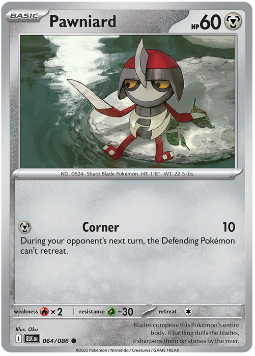 Pawniard 064/086 Common Pokemon Card (Scarlet & Violet Black Bolt)