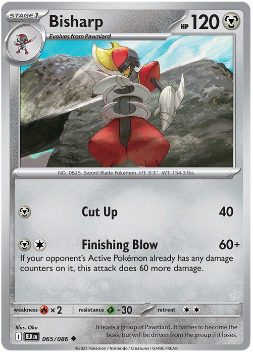 Bisharp 065/086 Uncommon Pokemon Card (Scarlet & Violet Black Bolt)