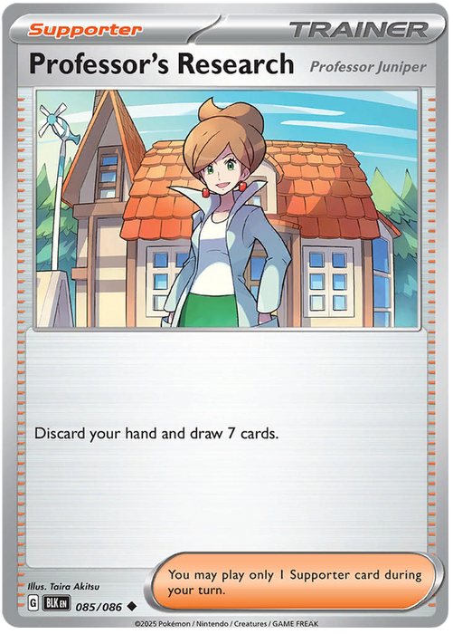 Professor's Research [Professor Juniper] 085/086 Uncommon Pokemon Card (Scarlet & Violet Black Bolt)