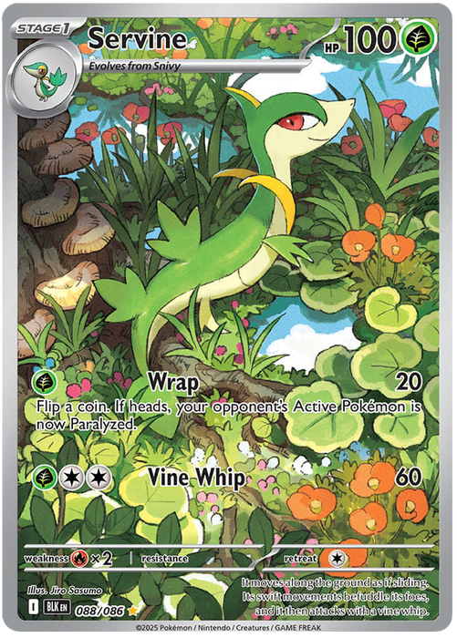Servine 088/086 Illustration Rare Pokemon Card (Scarlet & Violet Black Bolt)