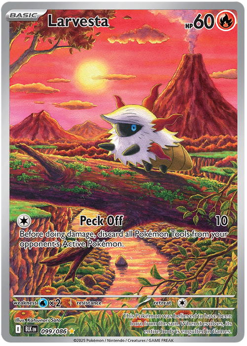 Larvesta 099/086 Illustration Rare Pokemon Card (Scarlet & Violet Black Bolt)