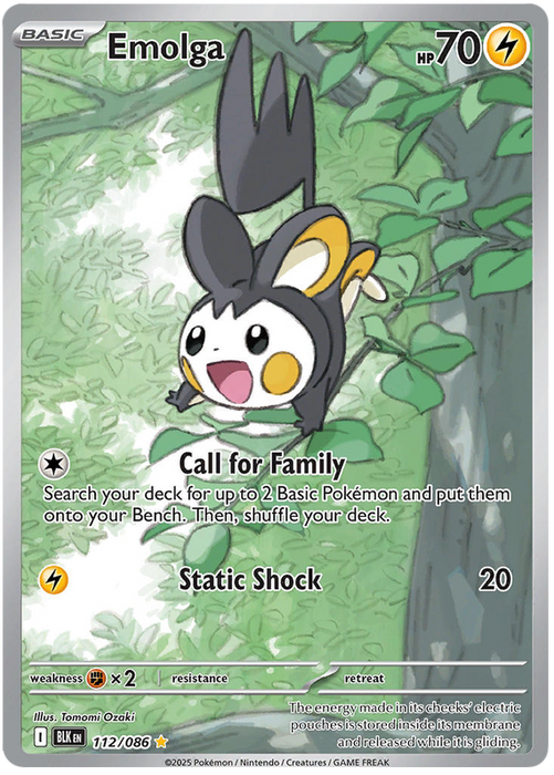 Emolga 112/086 Illustration Rare Pokemon Card (Scarlet & Violet Black Bolt)
