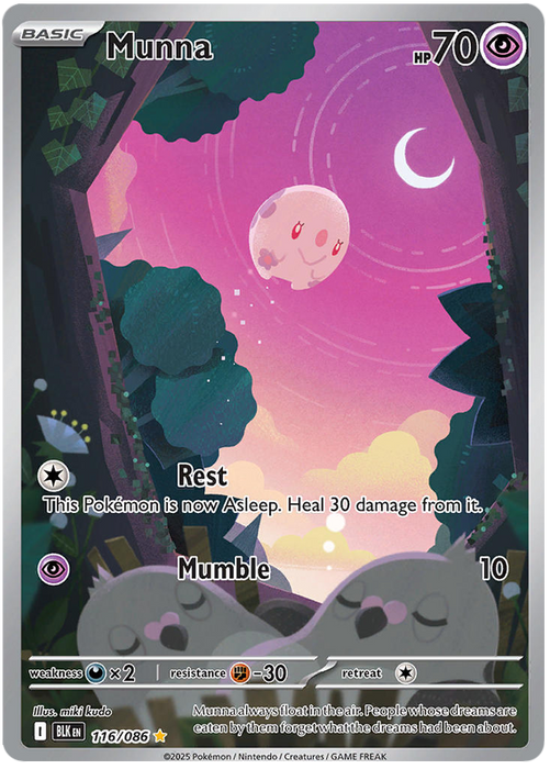 Munna 116/086 Illustration Rare Pokemon Card (Scarlet & Violet Black Bolt)