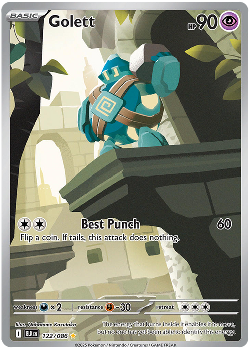 Golett 122/086 Illustration Rare Pokemon Card (Scarlet & Violet Black Bolt)