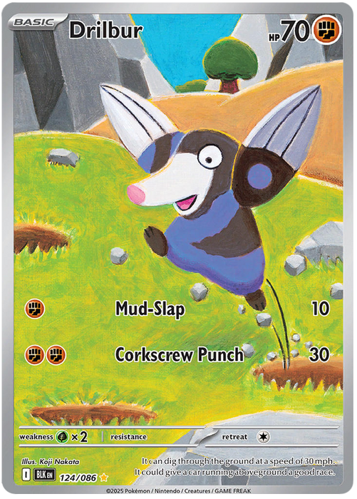 Drilbur 124/086 Illustration Rare Pokemon Card (Scarlet & Violet Black Bolt)