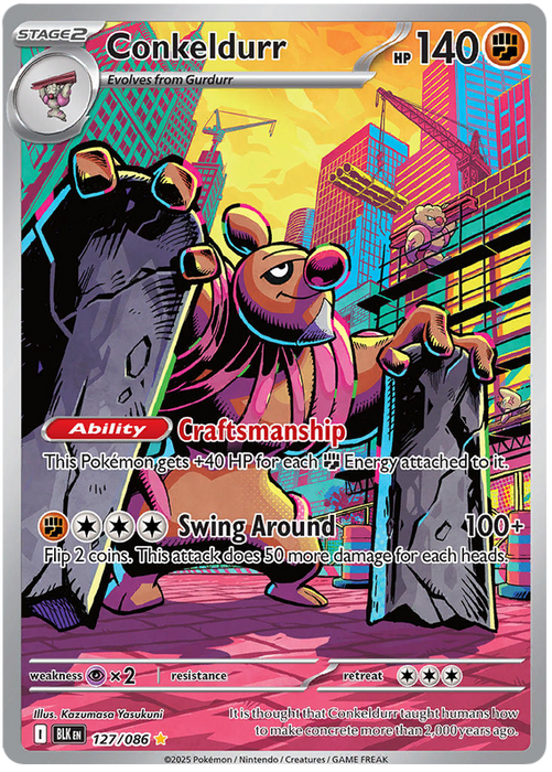 Conkeldurr 127/086 Illustration Rare Pokemon Card (Scarlet & Violet Black Bolt)