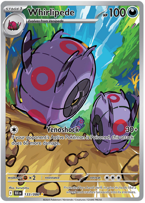 Whirlipede 133/086 Illustration Rare Pokemon Card (Scarlet & Violet Black Bolt)