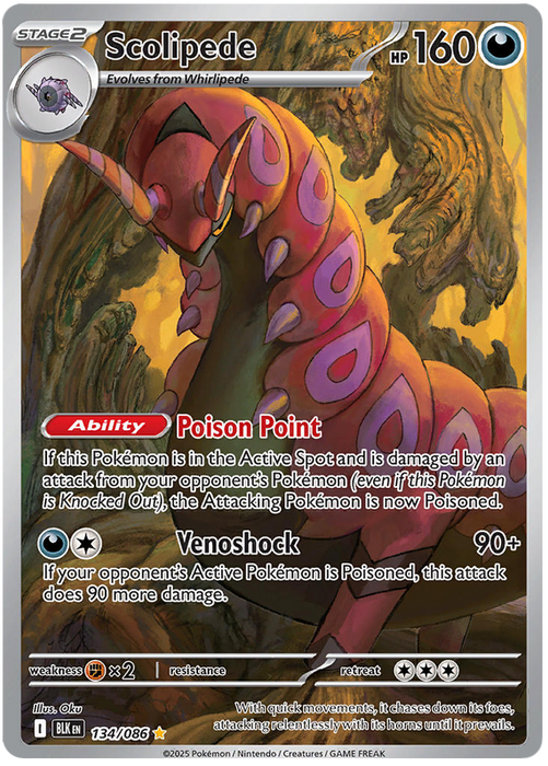 Scolipede 134/086 Illustration Rare Pokemon Card (Scarlet & Violet Black Bolt)