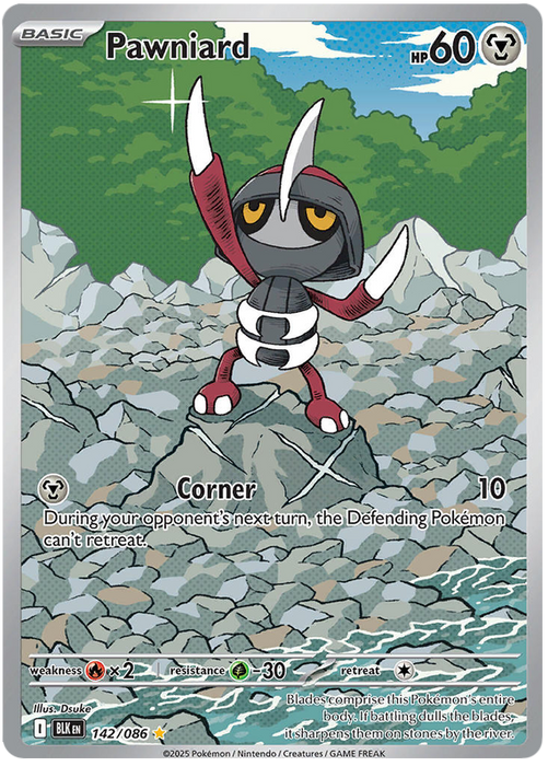 Pawniard 142/086 Illustration Rare Pokemon Card (Scarlet & Violet Black Bolt)