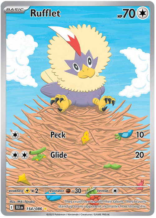 Rufflet 154/086 Illustration Rare Pokemon Card (Scarlet & Violet Black Bolt)
