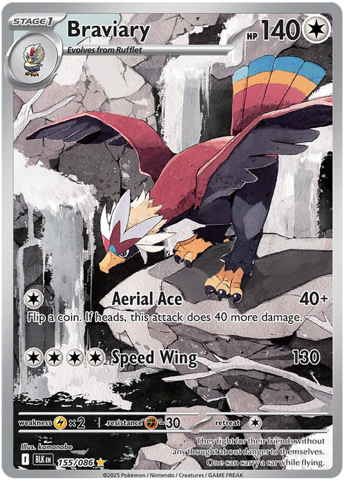 Braviary 155/086 Illustration Rare Pokemon Card (Scarlet & Violet Black Bolt)