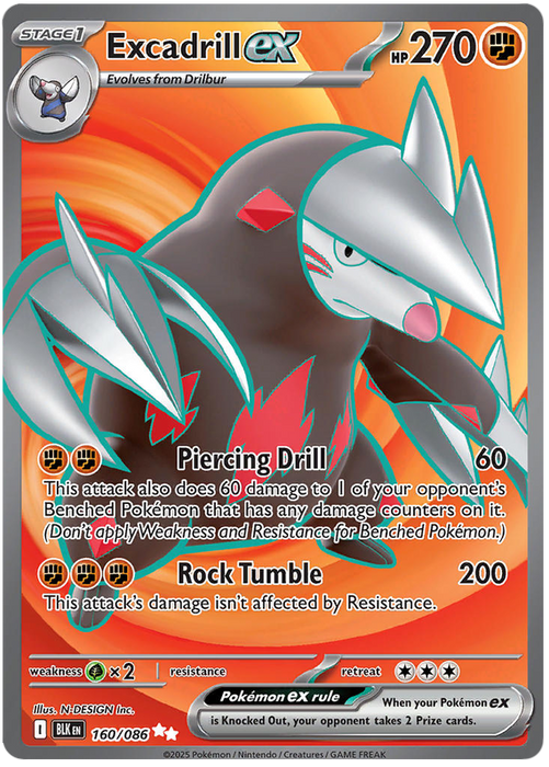 Excadrill ex 160/086 Ultra Rare Pokemon Card (Scarlet & Violet Black Bolt)