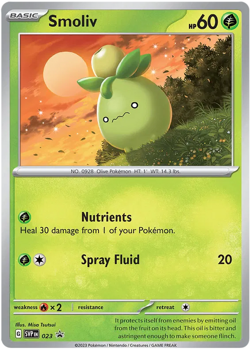 Smoliv SVP023 Pokemon Promo Card Scarlet Violet Promo Pokemon Card
