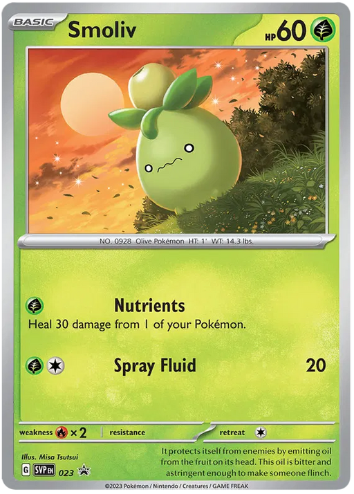 Smoliv SVP023 Pokemon Promo Card Scarlet Violet Promo Pokemon Card
