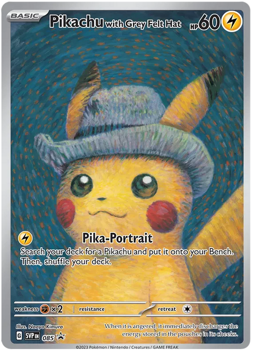 Pikachu with Grey Felt Hat SVP085 Pokemon Promo Card Scarlet Violet Promo Pokemon Card