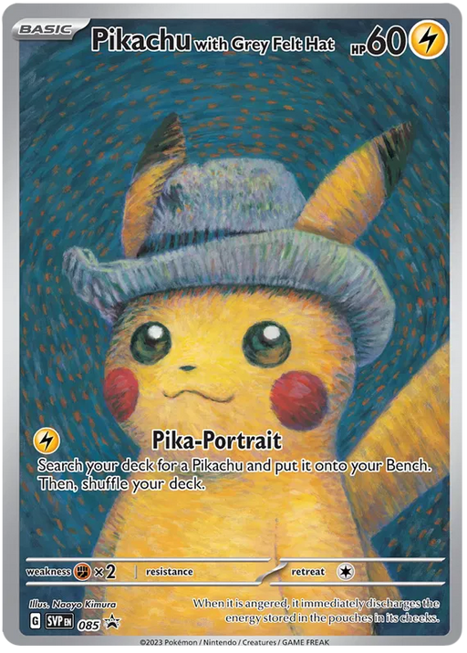 Pikachu with Grey Felt Hat SVP085 Pokemon Promo Card Scarlet Violet Promo Pokemon Card