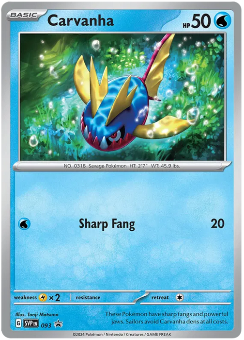 Carvanha SVP093 Pokemon Promo Card Scarlet Violet Promo Pokemon Card