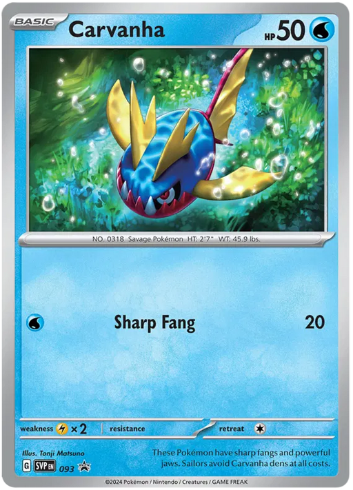 Carvanha SVP093 Pokemon Promo Card Scarlet Violet Promo Pokemon Card