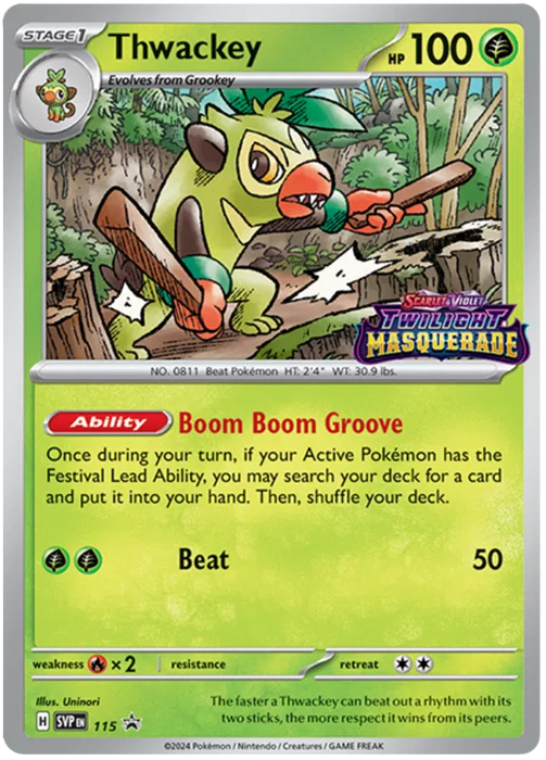 Thwackey SVP115 Pokemon Promo Card Scarlet Violet Promo Pokemon Card