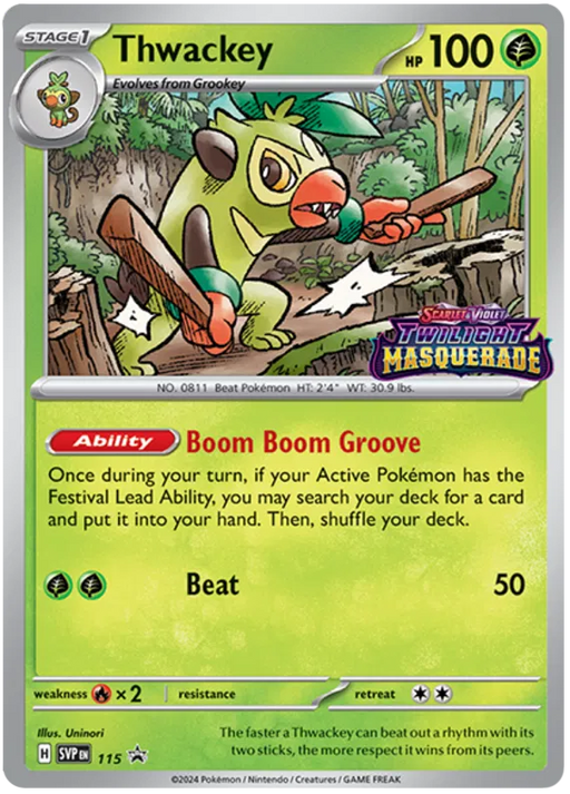 Thwackey SVP115 Pokemon Promo Card Scarlet Violet Promo Pokemon Card