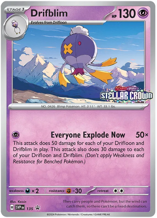 Drifblim SVP135 Pokemon Promo Card Scarlet Violet Promo Pokemon Card