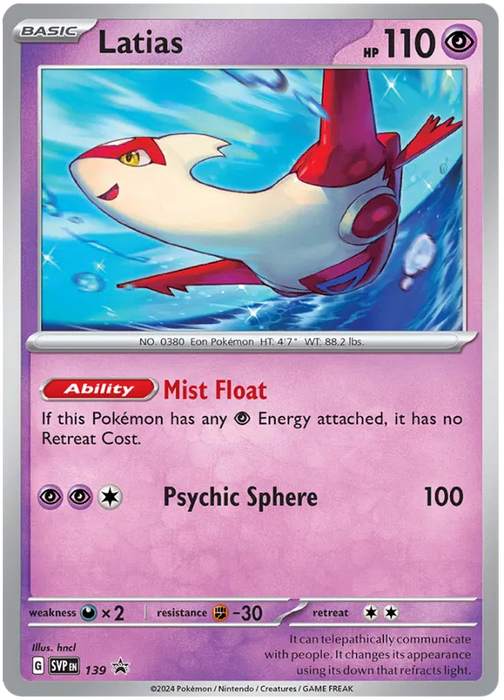 Latias SVP139 Pokemon Promo Card Scarlet Violet Promo Pokemon Card
