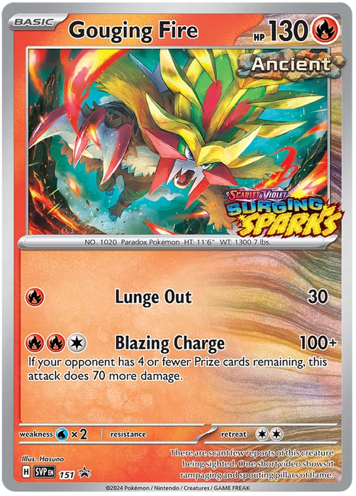 Gouging Fire SVP151 Pokemon Promo Card Scarlet Violet Promo Pokemon Card