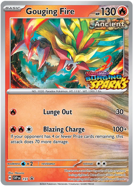 Gouging Fire SVP151 Pokemon Promo Card Scarlet Violet Promo Pokemon Card