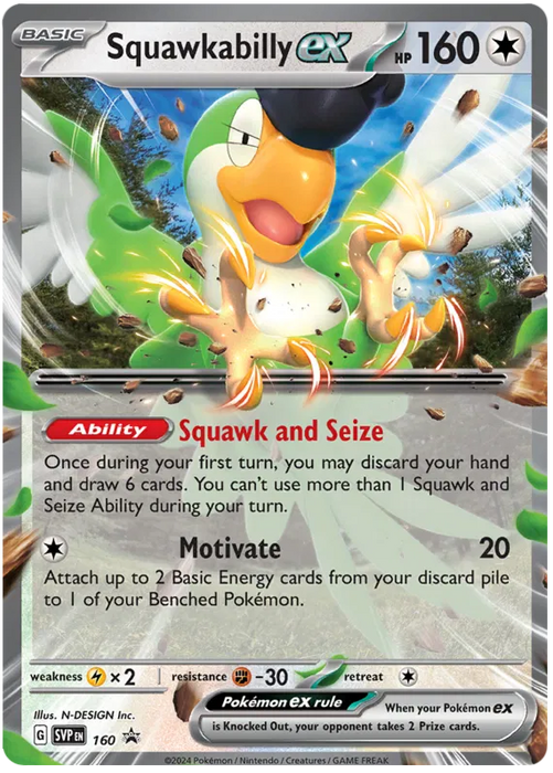 Squawkabilly ex SVP160 Pokemon Promo Card Scarlet Violet Promo Pokemon Card