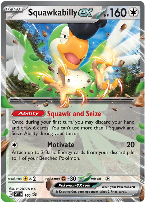 Squawkabilly ex SVP160 Pokemon Promo Card Scarlet Violet Promo Pokemon Card