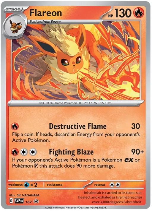 Flareon SVP167 Pokemon Promo Card Scarlet Violet Promo Pokemon Card