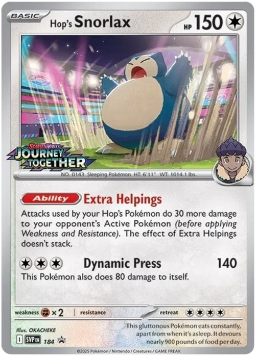 Hop's Snorlax SVP184 Pokemon Promo Card Scarlet Violet Promo Pokemon Card