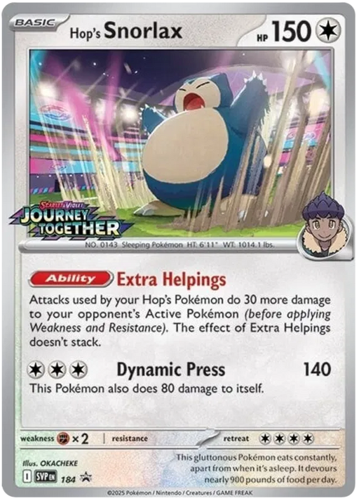 Hop's Snorlax SVP184 Pokemon Promo Card Scarlet Violet Promo Pokemon Card
