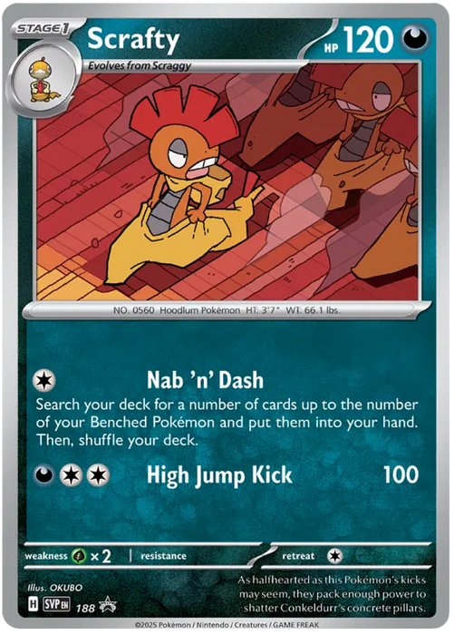 Scrafty SVP188 Pokemon Promo Card Scarlet Violet Promo Pokemon Card