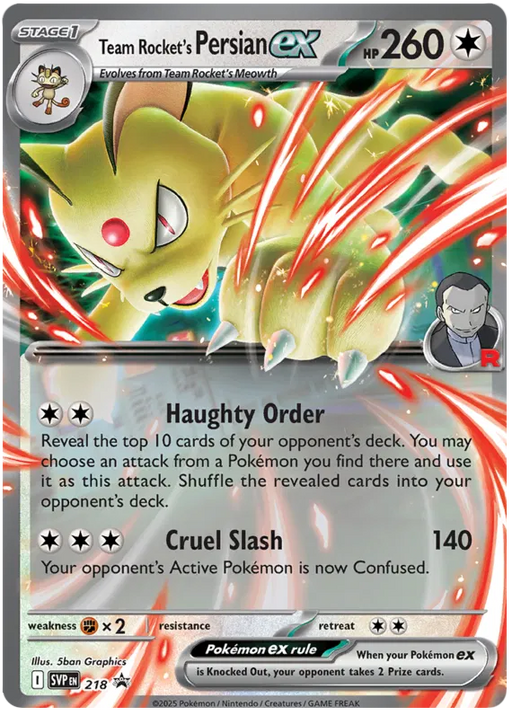 Team Rocket's Persian ex SVP218 Pokemon Promo Card Scarlet Violet Promo Pokemon Card