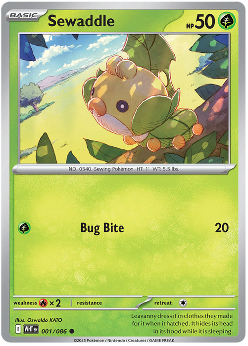 Sewaddle 001/086 Common Pokemon Card (Scarlet & Violet White Flare)