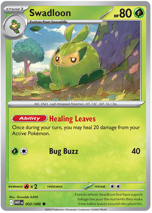 Swadloon 002/086 Common Pokemon Card (Scarlet & Violet White Flare)