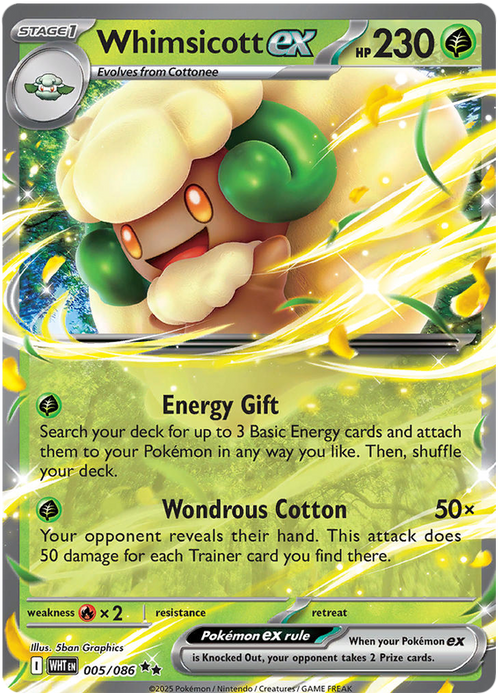 Whimsicott ex 005/086 Double Rare Pokemon Card (Scarlet & Violet White Flare)