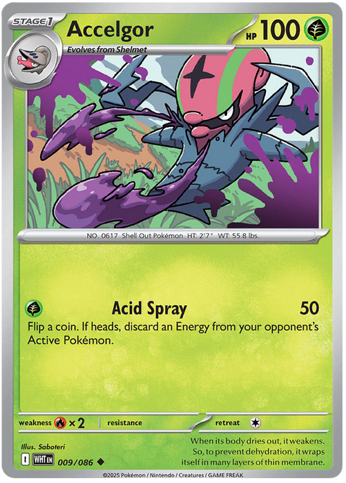 Accelgor 009/086 Uncommon Pokemon Card (Scarlet & Violet White Flare)