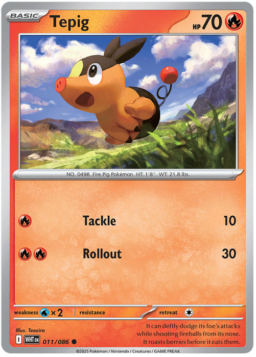 Tepig 011/086 Common Pokemon Card (Scarlet & Violet White Flare)