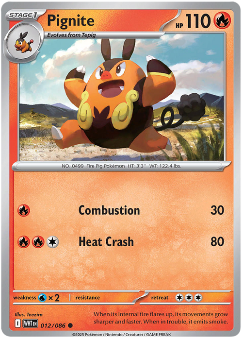 Pignite 012/086 Common Pokemon Card (Scarlet & Violet White Flare)