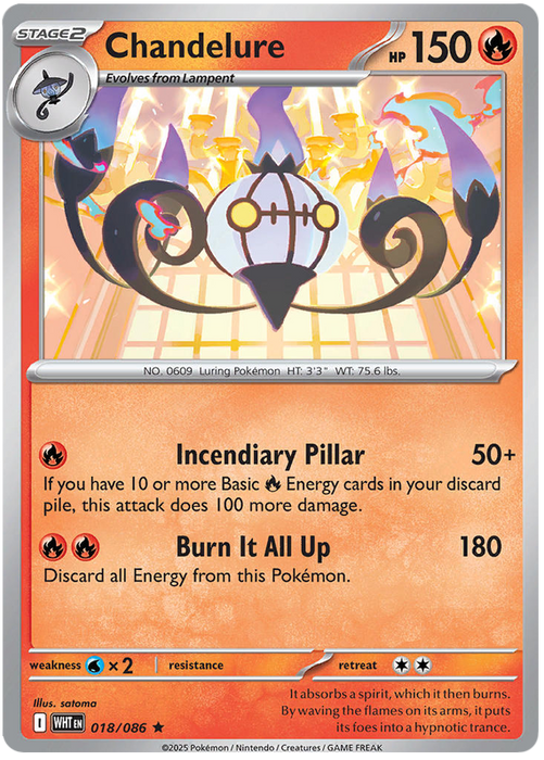 Chandelure 018/086 Rare Pokemon Card (Scarlet & Violet White Flare)