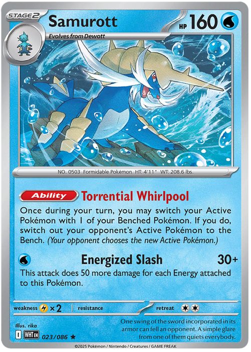 Samurott 023/086 Rare Pokemon Card (Scarlet & Violet White Flare)