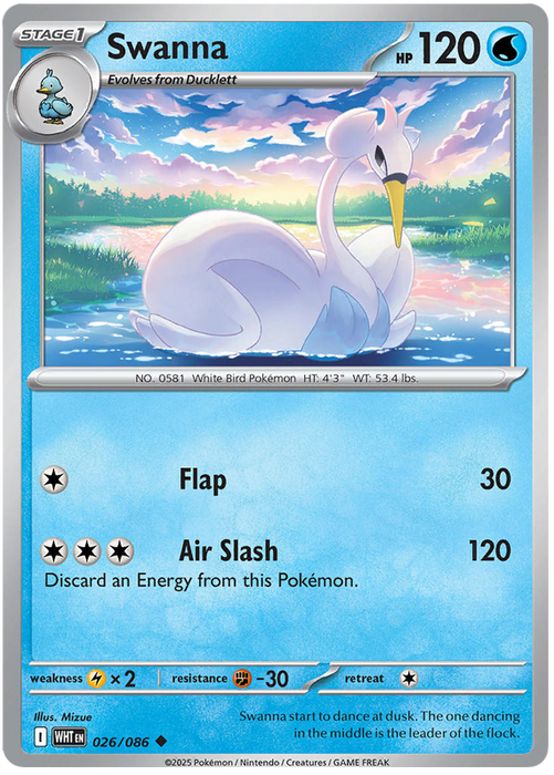Swanna 026/086 Uncommon Pokemon Card (Scarlet & Violet White Flare)