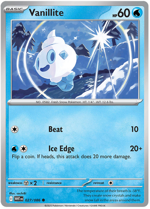 Vanillite 027/086 Common Pokemon Card (Scarlet & Violet White Flare)