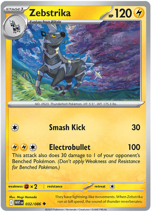 Zebstrika 032/086 Uncommon Pokemon Card (Scarlet & Violet White Flare)