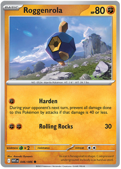 Roggenrola 046/086 Common Pokemon Card (Scarlet & Violet White Flare)