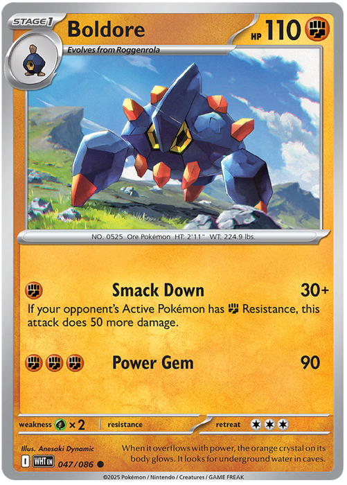Boldore 047/086 Common Pokemon Card (Scarlet & Violet White Flare)