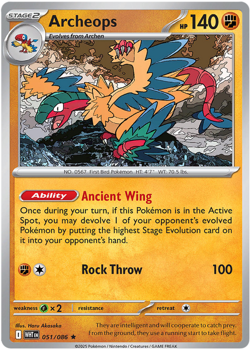 Archeops 051/086 Rare Pokemon Card (Scarlet & Violet White Flare)
